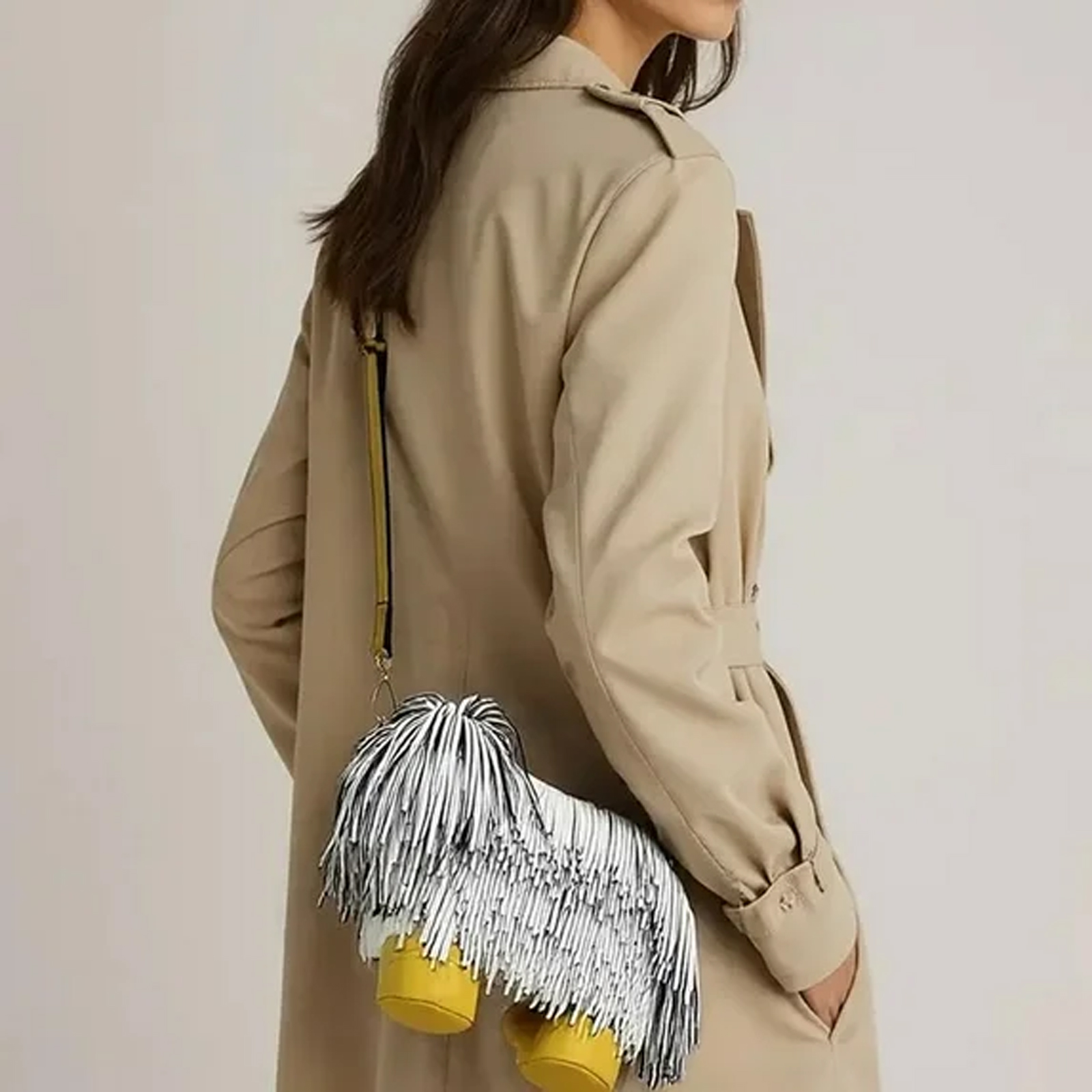 thumbnail video image 2 of Womens PU Leather Unique Crossbody Shoulder Bag Handbag Cute Dog Shaped Purse with Tassel and Gold Hardware, Zipper Closure, Adjustable Shoulder Strap, Portable for Daily Use Travel (1 Pack, White), 2 of 7