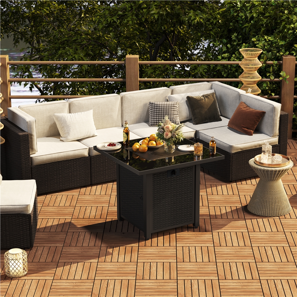 thumbnail video image 2 of Yaheetech 12 × 12 in Set of 27 Interlocking Acacia Wood Flooring Tiles for Outdoor & Indoor Patio Garden Deck, Wood, 2 of 11