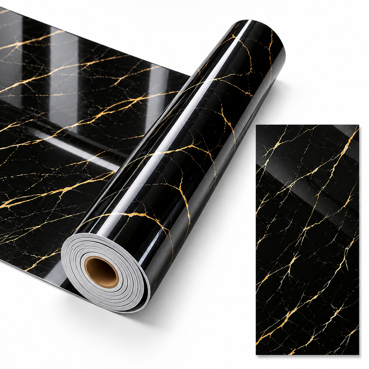 thumbnail video image 2 of Kuokaa Self-Adhesive Countertop Wall Film with Blue and White Marble and Gold Veining for Kitchen and Bathroom Decor, 2 of 7