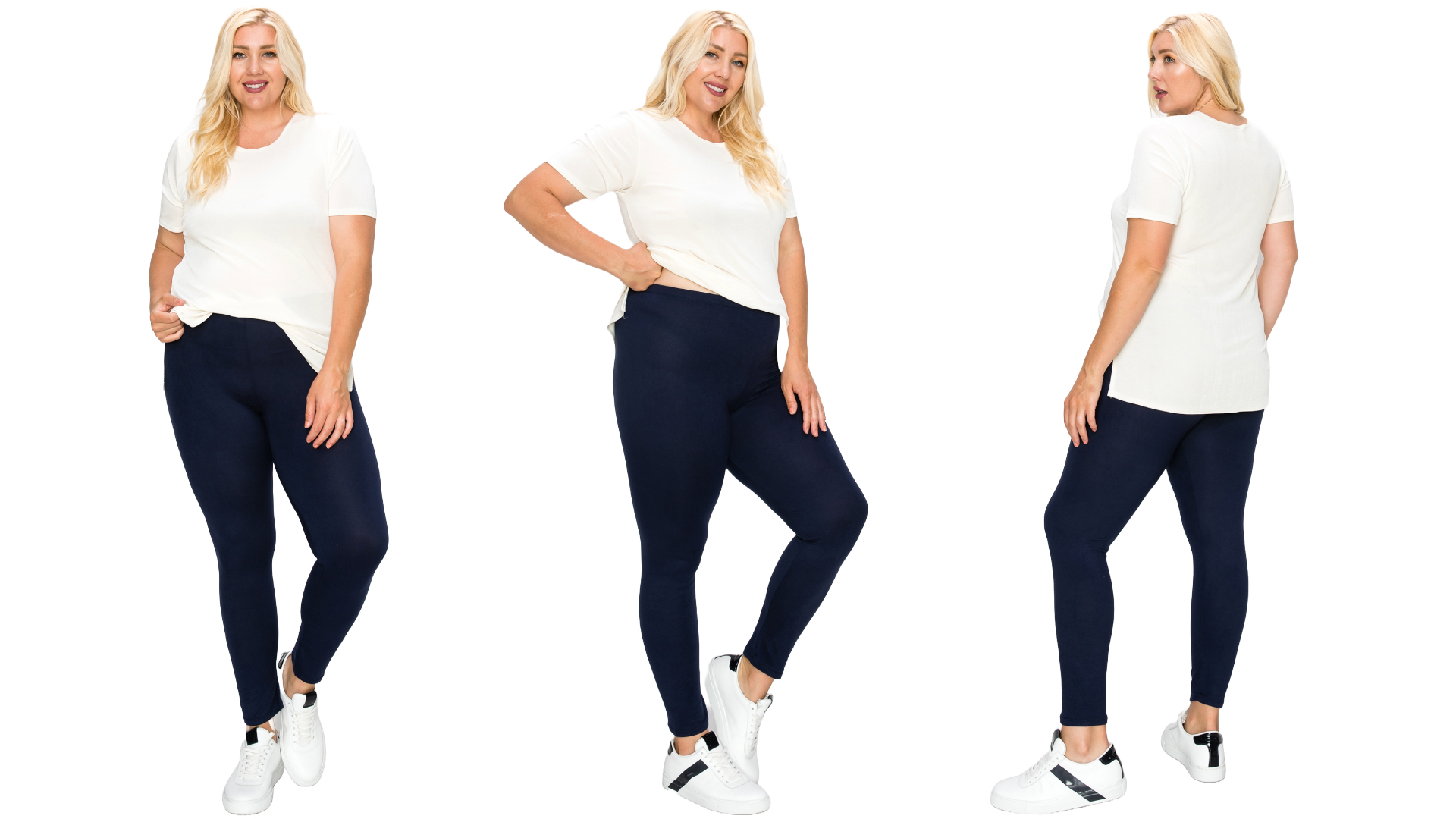 thumbnail video image 2 of MOA COLLECTION Women's Plus Size Solid High Waist Full Length Leggings, 2 of 8