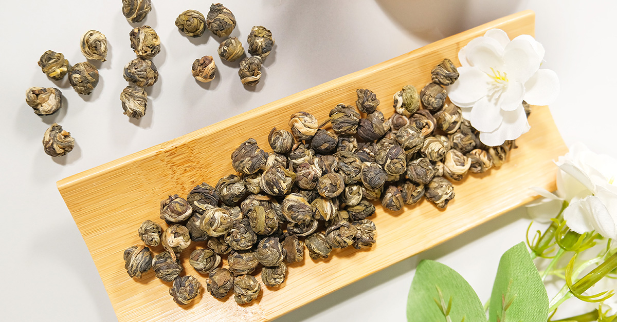 thumbnail video image 2 of TeeLux Jasmine Pearls Tea, Handrolled Green Tea Loose Leaf with Delightful Jasmine Aroma, 4 oz, 2 of 9