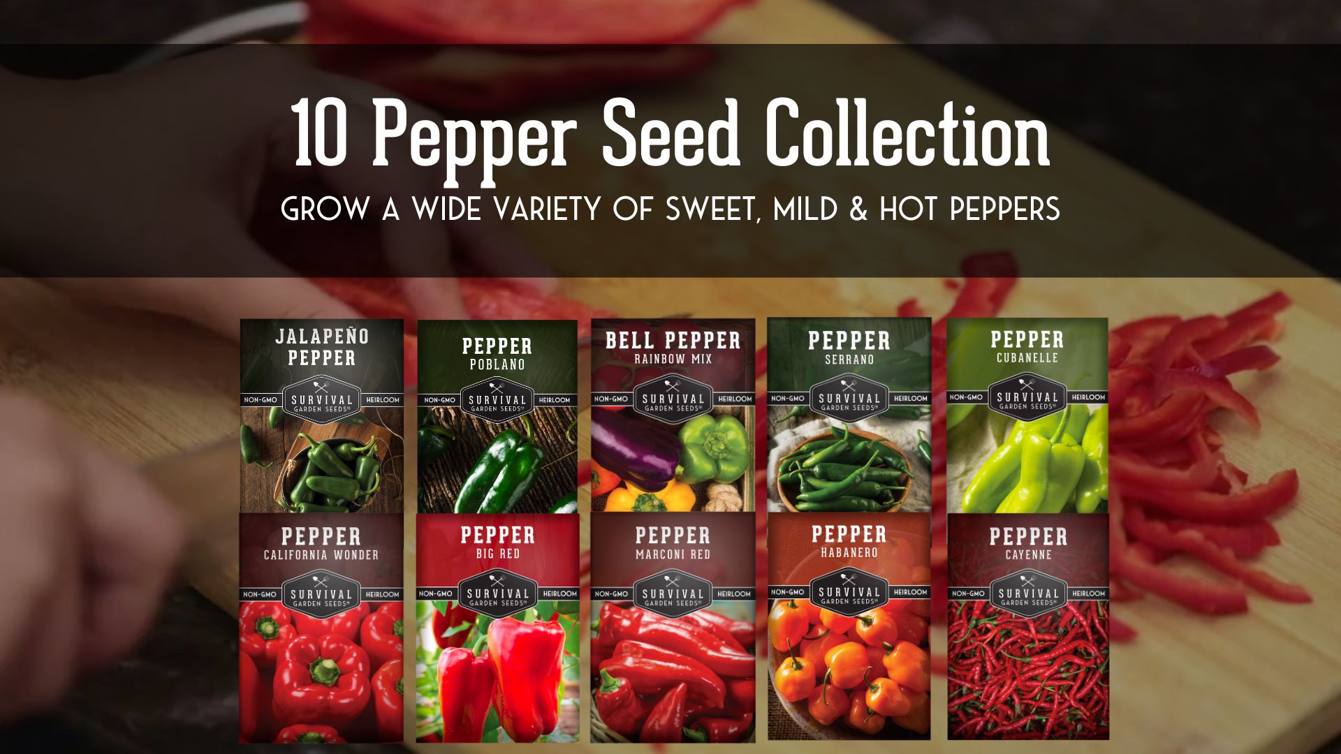 thumbnail video image 2 of 10 Pepper Seed Collection - Non-GMO Heirloom Full Sun Annual Vegetable, 2 of 10