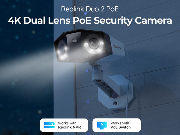 Reolink 4K Dual-Lens 180Â° PoE Camera, Color Night Vision, Person