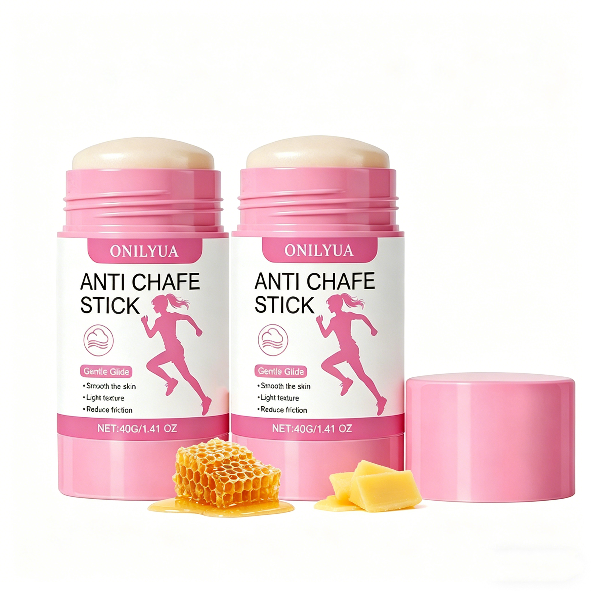 thumbnail video image 2 of 2Pcs Anti Chafe Stick - 1.41 oz (40g) Anti-Friction Balm for Thigh, Underarm & Body, Gentle Glide Skin Protection for Runners & Athletes, 2 of 8