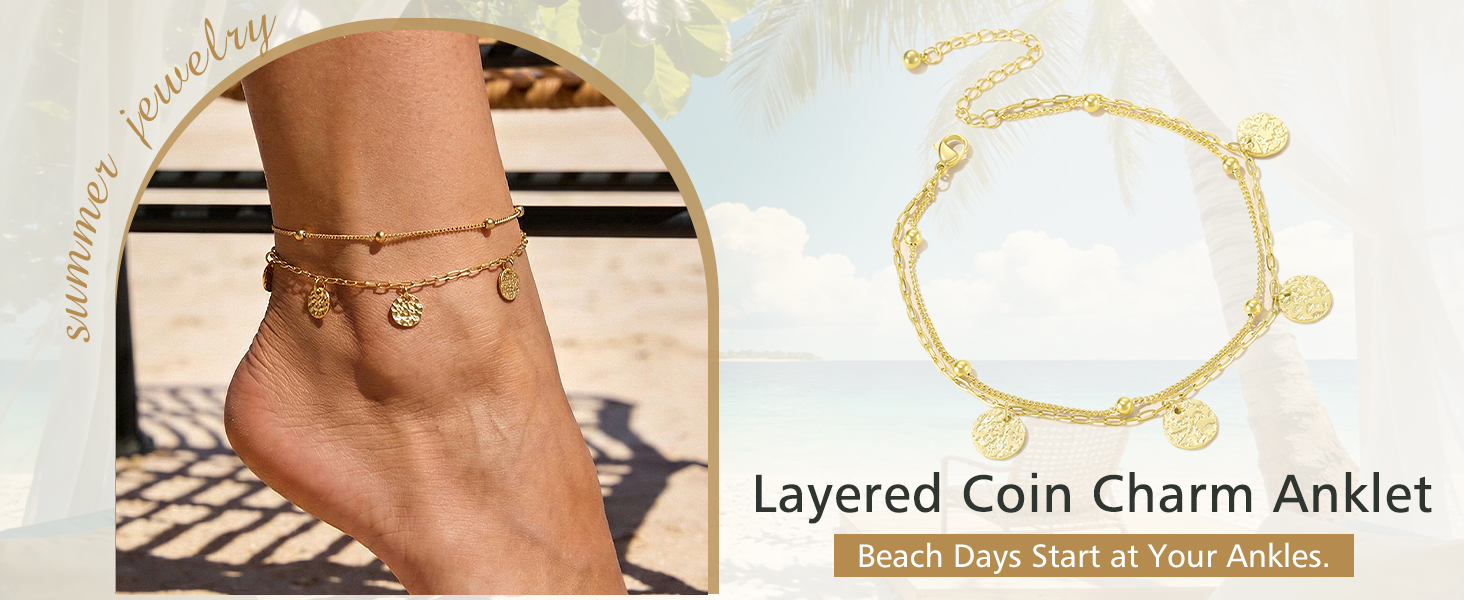 thumbnail video image 2 of FindChic Ankle Bracelets for Women Waterproof Black Layered Stainless Steel Anklets Adjustable Summer Beach Jewelry Birthday Mothers Day Gifts for Her/Mom/Wife, 8.5-10.5inch, 2 of 9