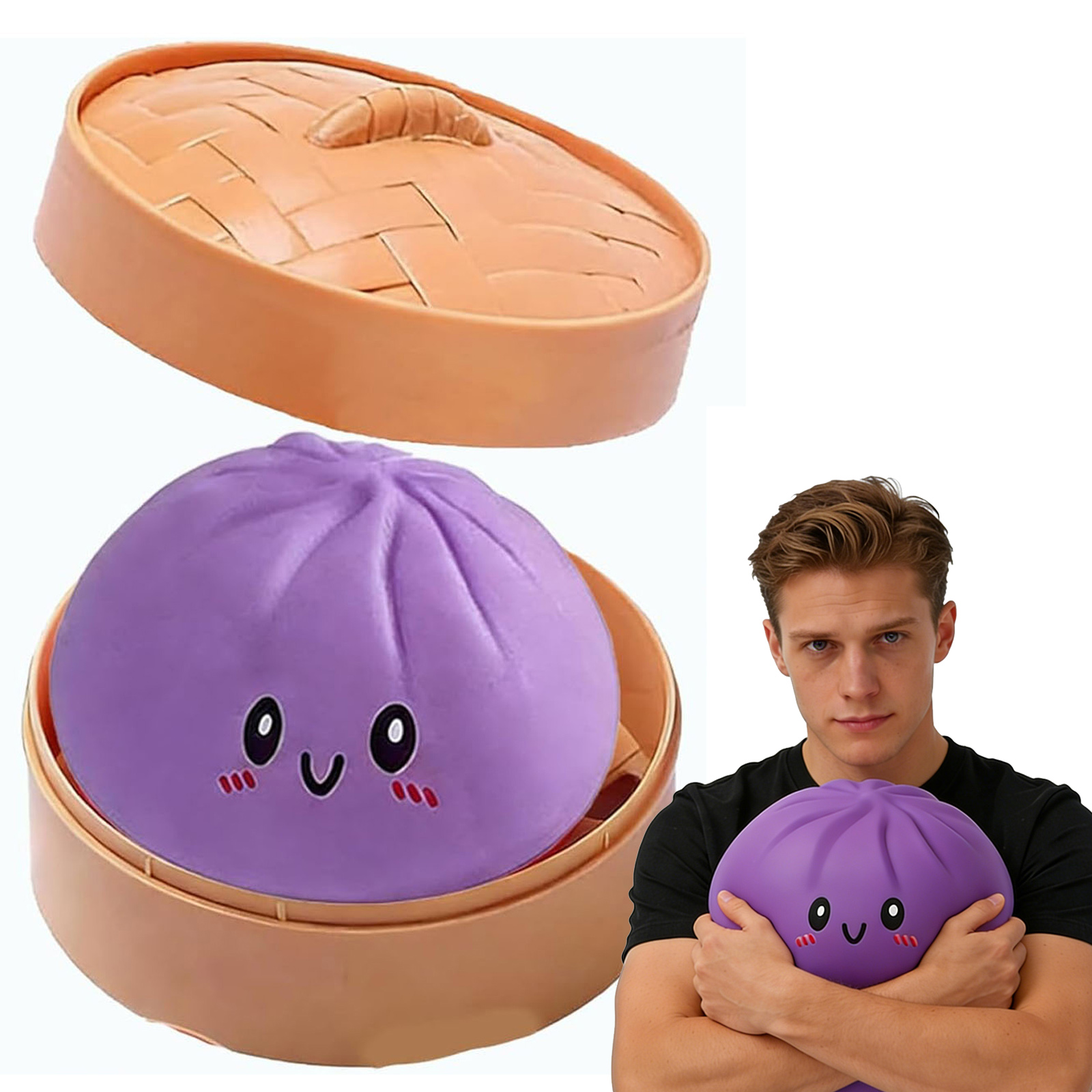 thumbnail video image 2 of Giant Dumpling Squishy 10 Inch Jumbo Dumpling Stress Ball Soft Squeeze Decompression Dough Anxiety Relief Fidget Toy, 2 of 15