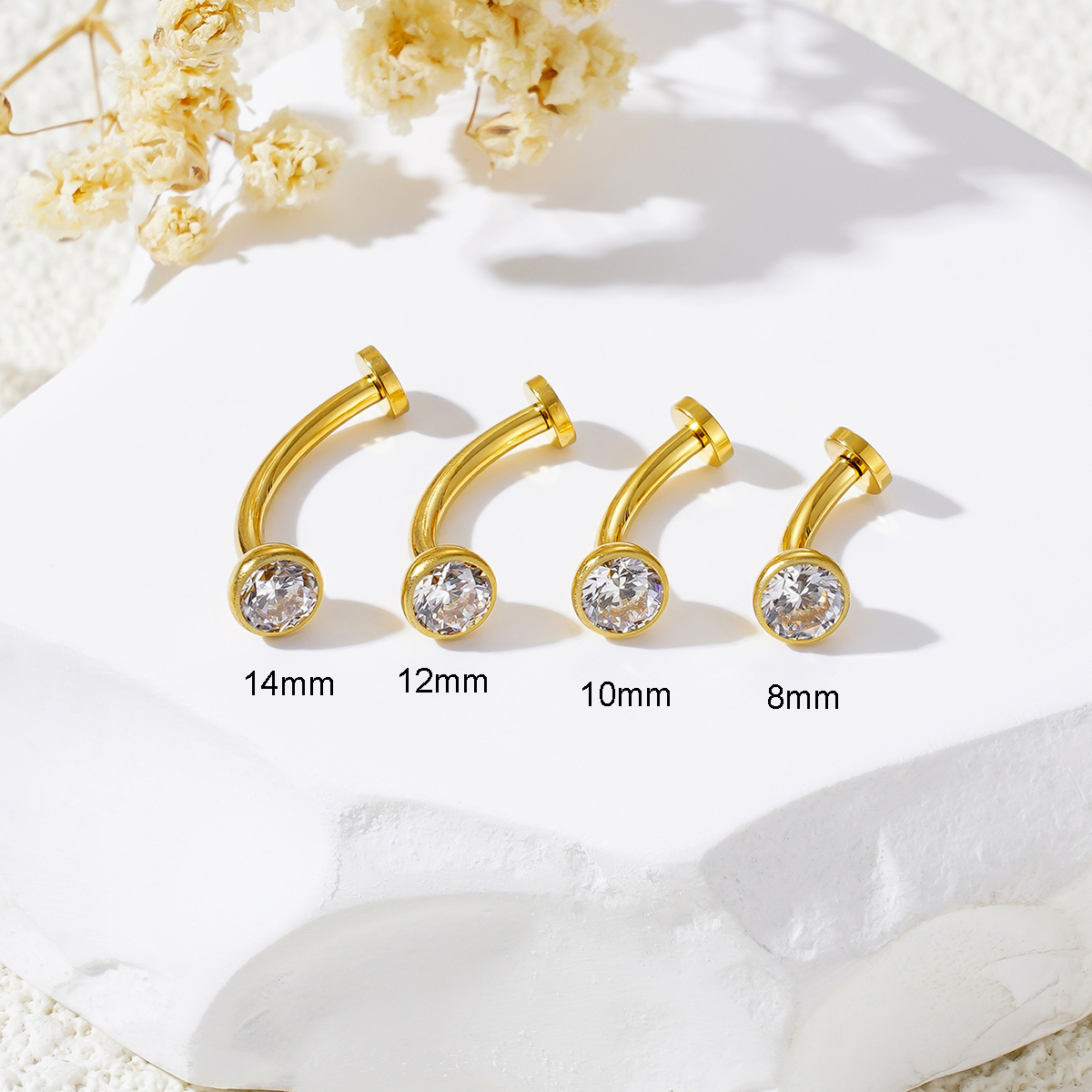 thumbnail video image 2 of 14G Titanium Floating Belly Button Rings for Women Flat Back Belly Rings 12mm Belly Piercing Jewelry, 2 of 5