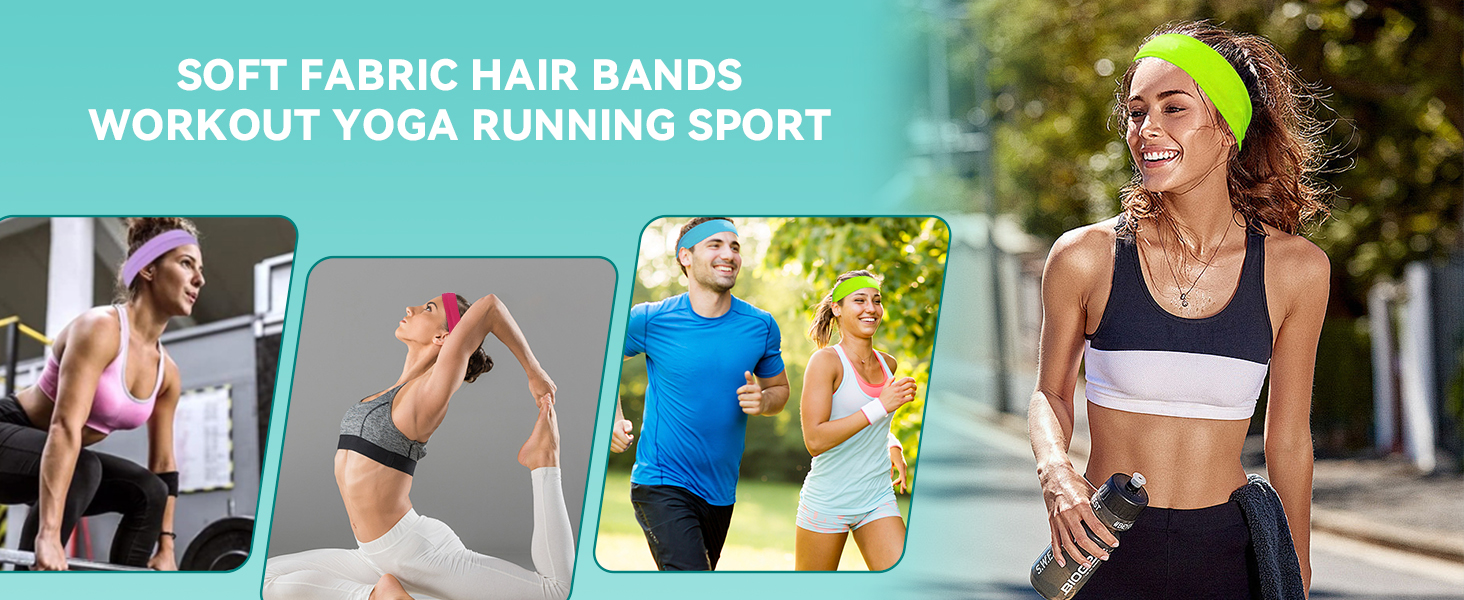 thumbnail video image 2 of Tisoloow Headbands for Women Non Slip Elastic Sweat Hairbands Soft Fabric Hair Bands Workout Yoga Running Sport Thin Hair Wrap Hair Accessories 8 Pack Black One Size, 2 of 9
