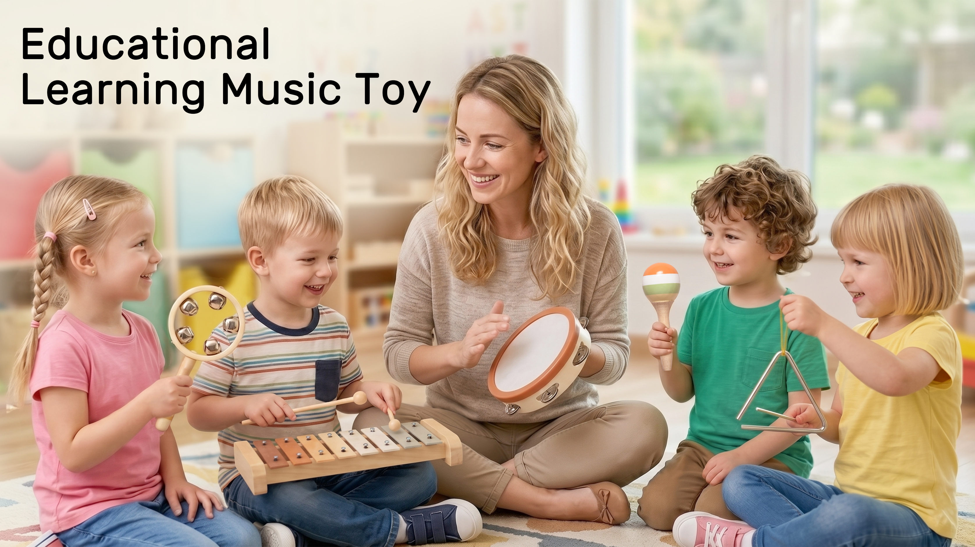 thumbnail video image 2 of OATHX Baby Music Toys Wooden Xylophone tambourine Set Educational Toy Musical Instruments for Kids, Toddler Birthday, 2 of 8