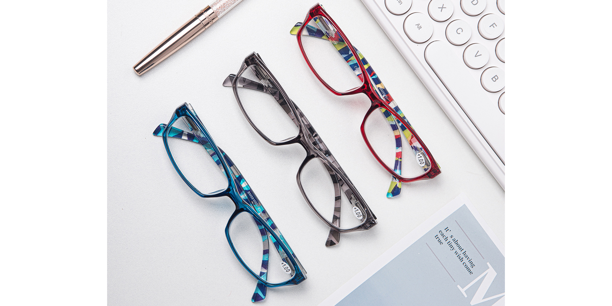 thumbnail video image 2 of 3 Pack Blue Light Blocking Reading Glasses for Women, Spring Hinge, 3 colors, Anti Eyestrain, +2.25, 2 of 8