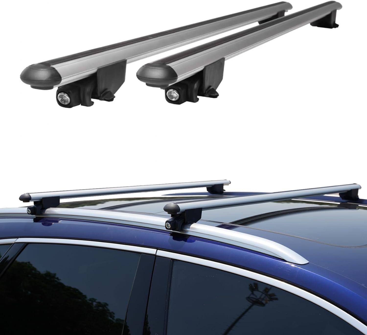 thumbnail video image 2 of Audi A3 Sportback Roof Racks Cross Bars Luggage Carrier Silver Set NEW, 2 of 6