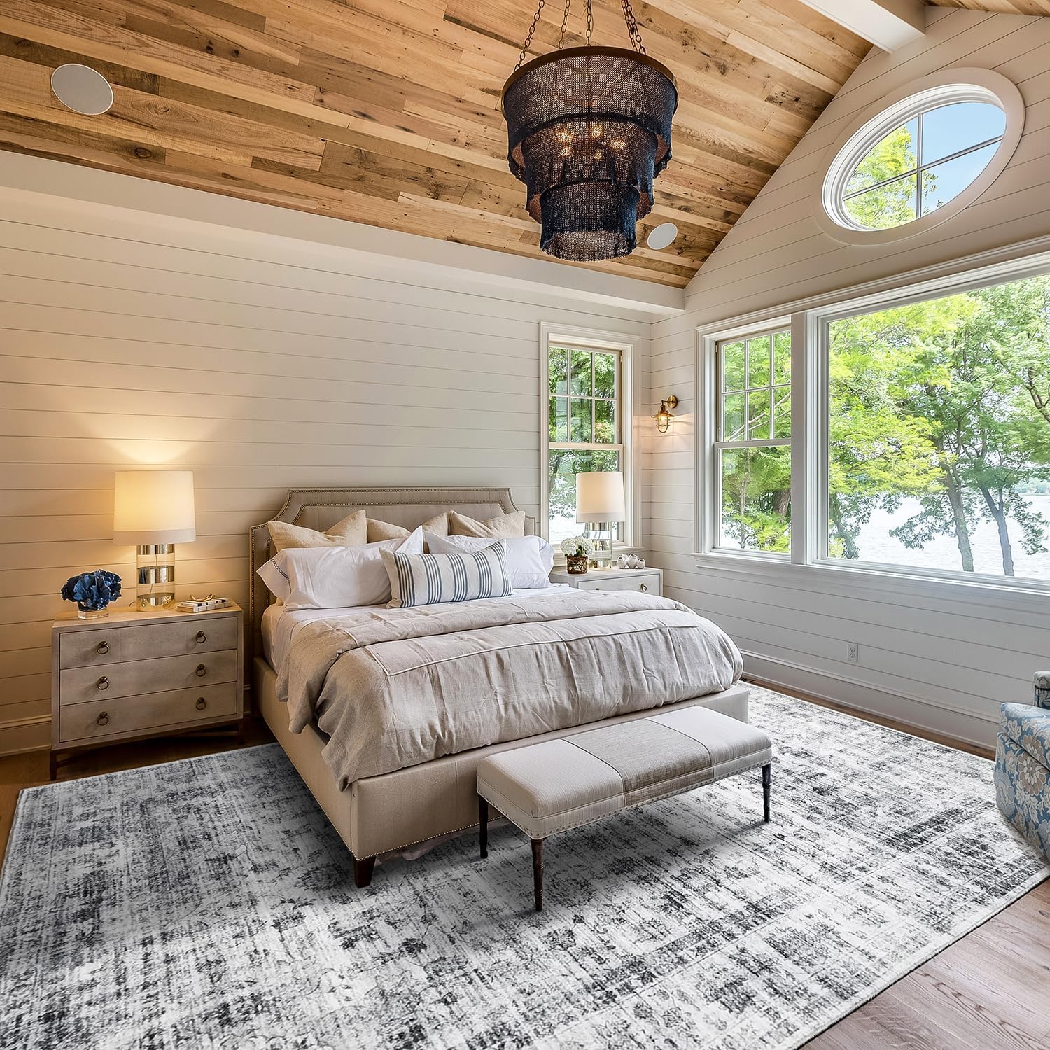 thumbnail video image 2 of METSAVAIM 8x10 Rug - Ultra Soft Vintage Area Rugs for Living Room, Bedroom & Office | Non-Slip Machine Washable Rugs, Ideal for Indoor & Outdoor Use, 2 of 9