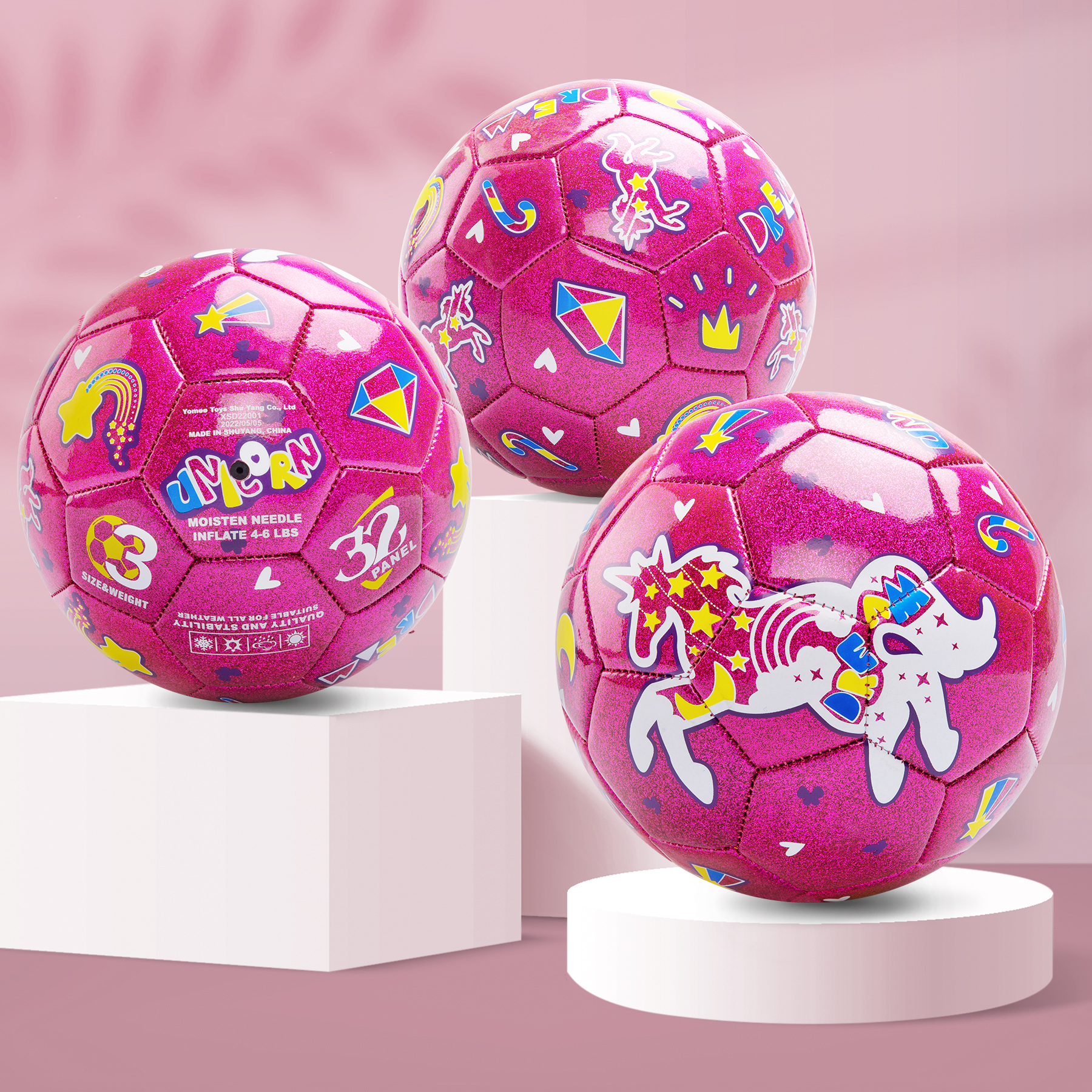 thumbnail video image 2 of PLAYZAP Size 3 Soccer Ball for Kids with Pump - Glitter Unicorns Soccer Ball for Girls Boys Kids Outdoor for Ages 4-8 Toddlers Age 3-4 Kids Soccer Balls for 3 4 5 6 7 8-Year-Old Girls, 2 of 10