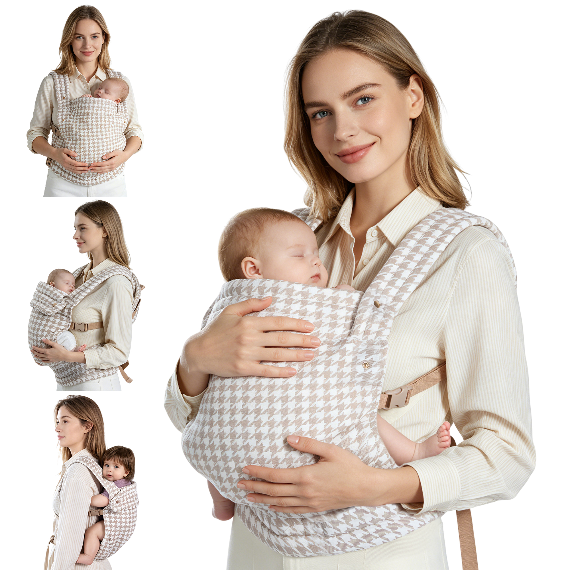 thumbnail video image 2 of Capakiddo Baby Carrier for Newborn to Toddler, Ergonomic and Lightweight Infant Carrier, Hands Free Comfort Enhanced Lumbar Support Easy to Wear, Houndstooth, 2 of 9