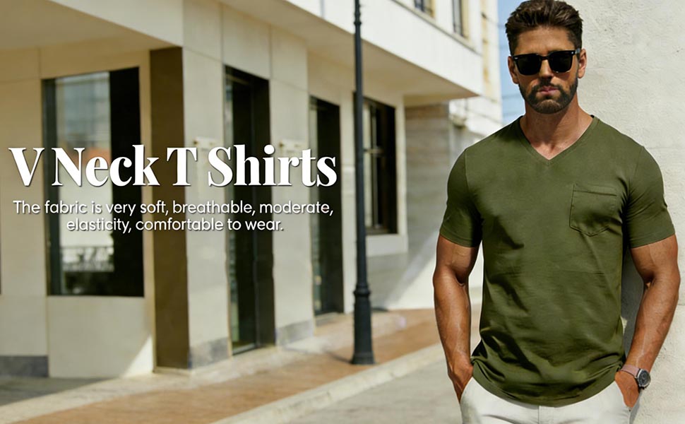 thumbnail video image 2 of WAENQINLA Mens Shirts Big and Tall V Neck T Shirts Men Classic Short Sleeve T-Shirt Casual Summer Basic Tee Tops, Size S-5XL, 2 of 11