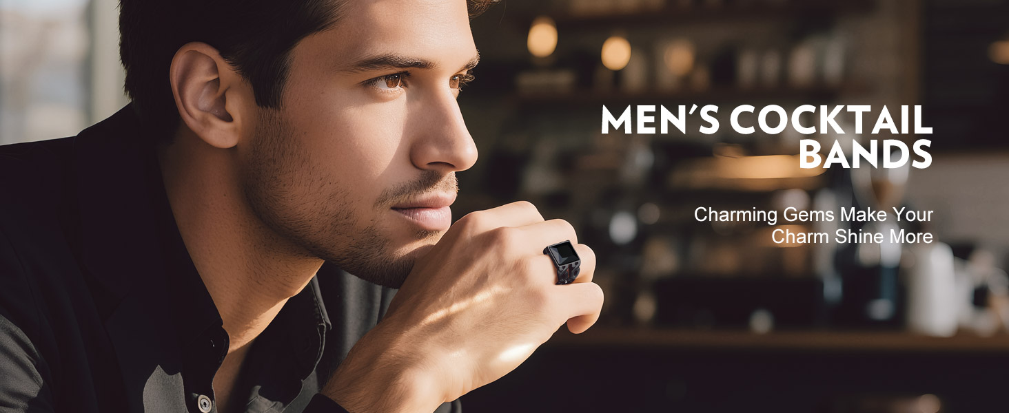 thumbnail video image 2 of Bandmax Chunky Gemstone Rings for Men Women Stainless Steel Hollowed-out Celtic Knot Band Black Onyx Cubic Zirconia Ring for Wedding Engagement Anniversary, 2 of 8