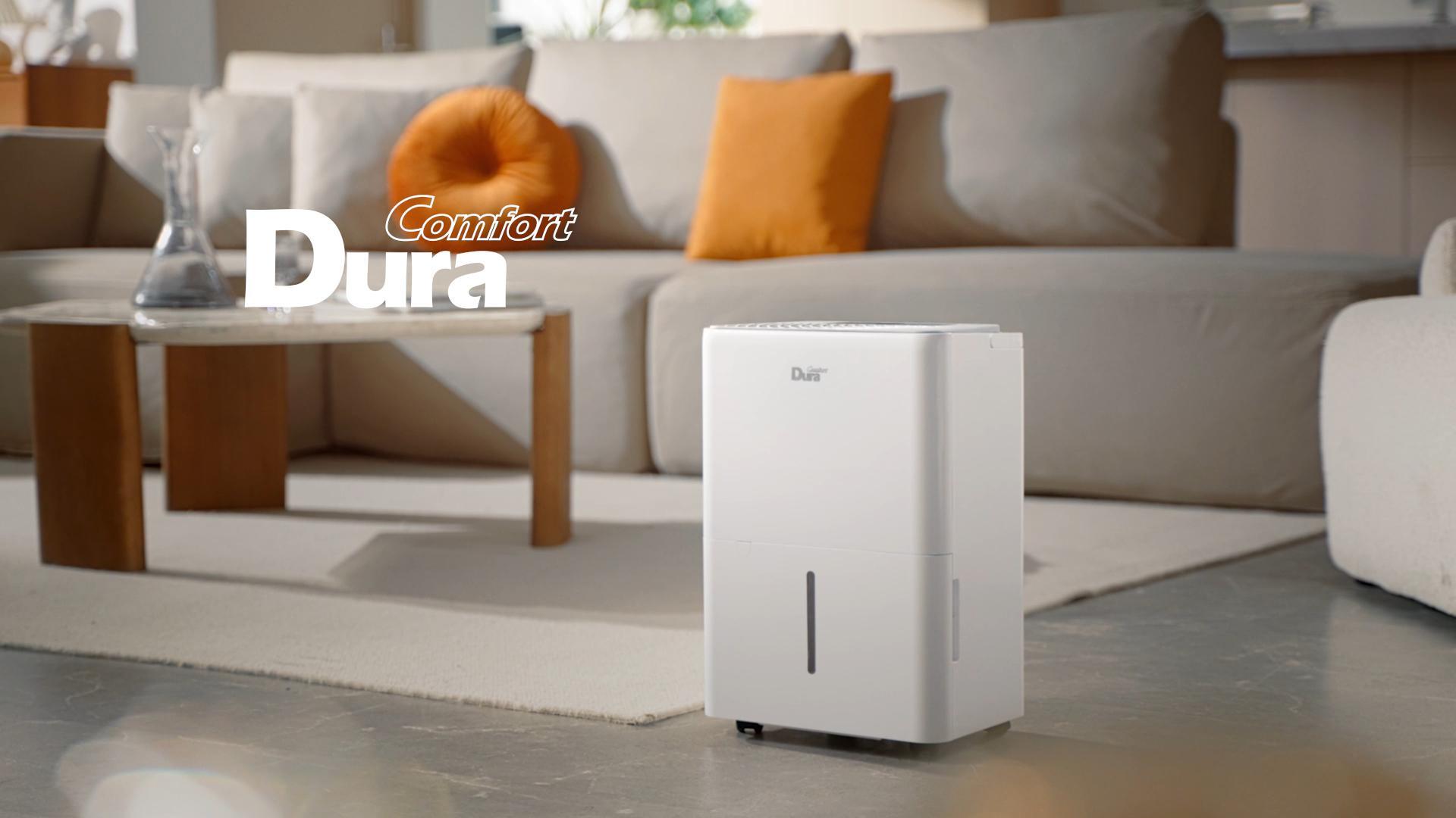 thumbnail video image 2 of DuraComfort 24 Pints Dehumidifier, Portable Dehumidifier with Drain Hose for Basement and Room up to 1500 Sq.Ft, 2 of 7