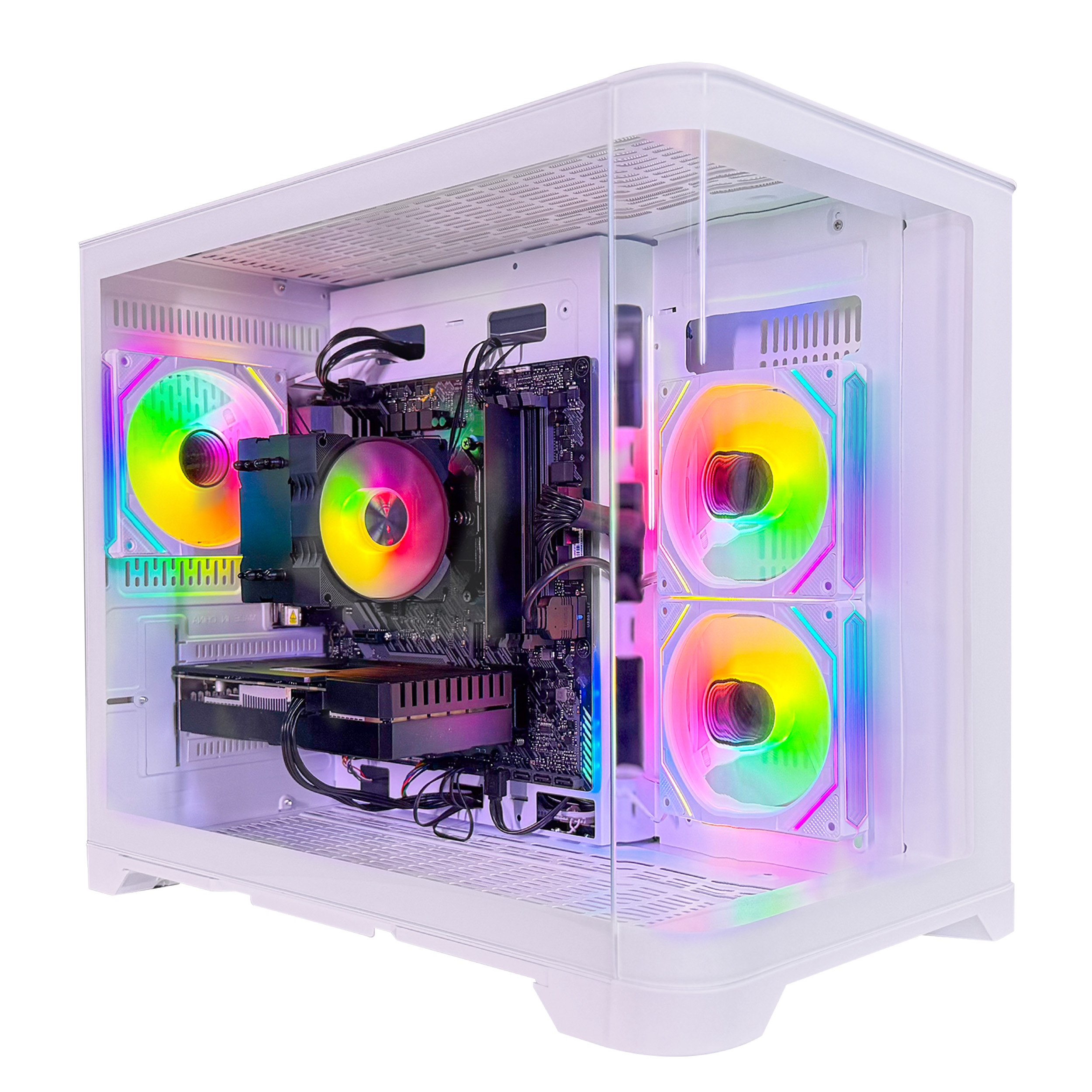 thumbnail video image 2 of Periphio Atlas Gaming PC, AMD Ryzen 5 5500 up to 4.2GHz with Radeon RX 6500XT 4GB GPU (Gaming Optimized), 16GB RAM, 1TB SSD, WiFi, Windows 11 Desktop, White, 2 of 8