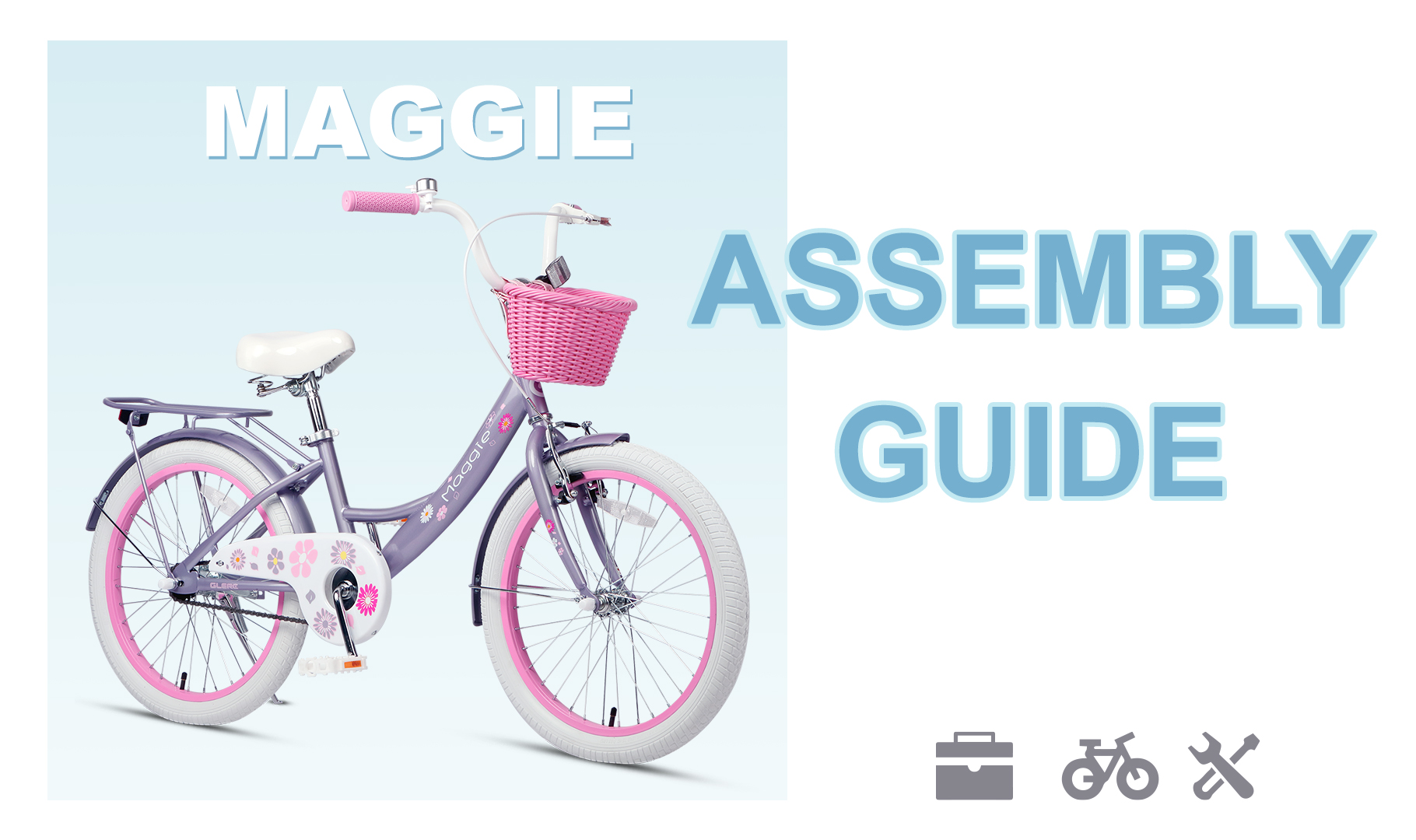 thumbnail video image 2 of Glerc Maggie 20 Inch Girls Bike Ages 7 8 9 10 11 12 13 Years Old Kids Bicycle Princess Style with Doll-Seat & Basket & Kickstand & Bell for Birthday, Blue, 2 of 9
