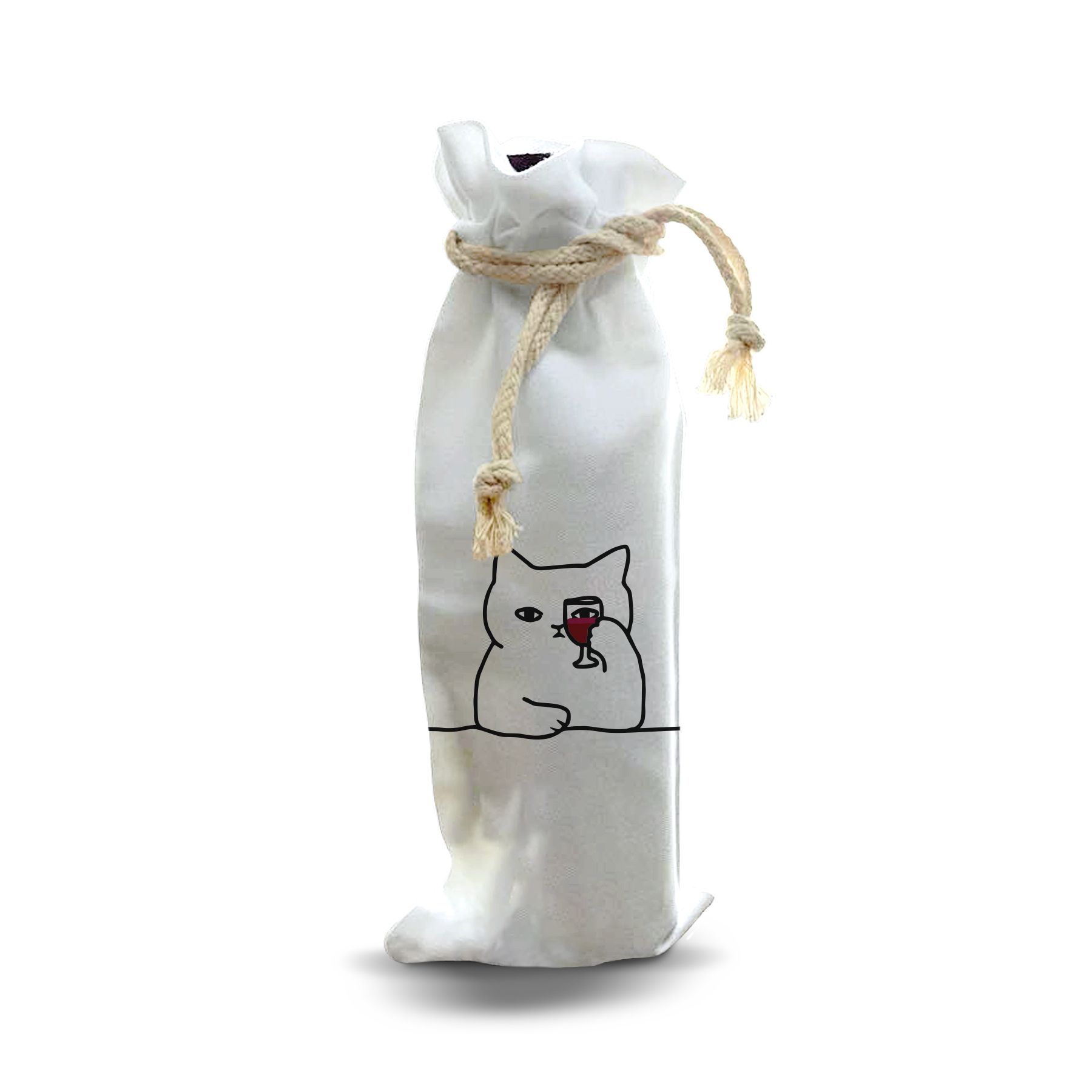 thumbnail video image 2 of Jolitee Wine Gift Bag – Reusable Canvas Drawstring with Wine-Sipping Cat – Funny Gift for Pet Parents, 2 of 6