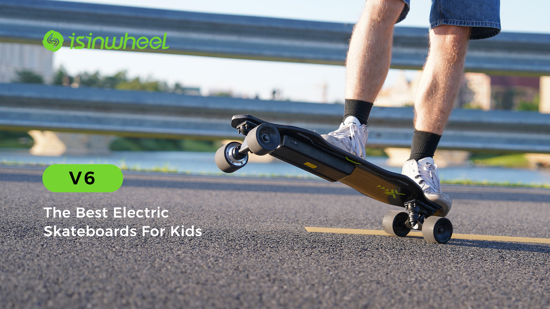 thumbnail video image 2 of V6 Electric Skateboard, 450W Peak, Max 12 Mph & 10 Miles Range, Wireless Remote Control, 2 of 7