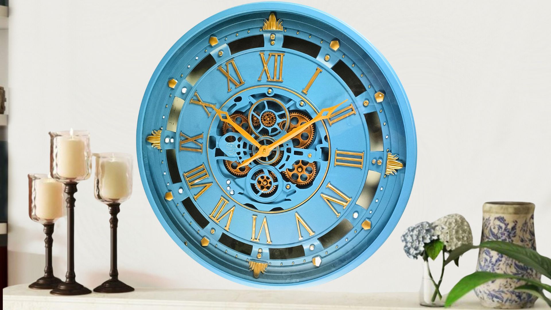 thumbnail video image 2 of THE GEARS CLOCK Wall Clock with Real Moving Gears BE-LI_ 26 in Round White, 2 of 12