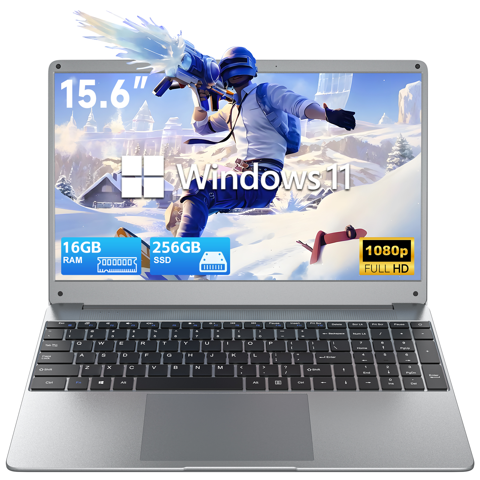 RNRUO 15.6 inch Windows 11 Laptop, 16GB RAM 256GB ROM Up to