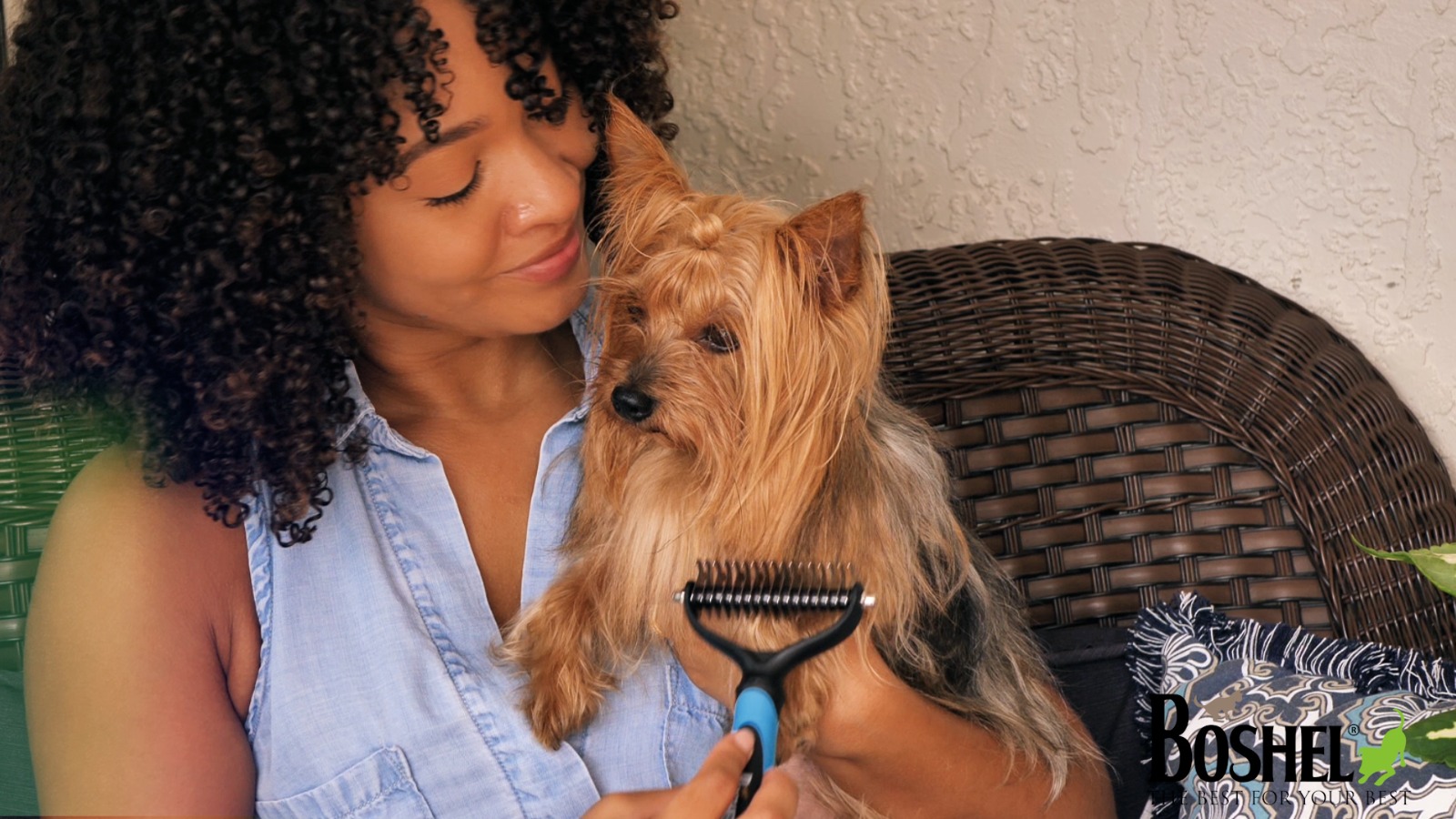 thumbnail video image 2 of BOSHEL Dematting Comb for Dogs and Cats - Detangling, Deshedding, Hair Grooming, Knots and Tangles, 2 of 9