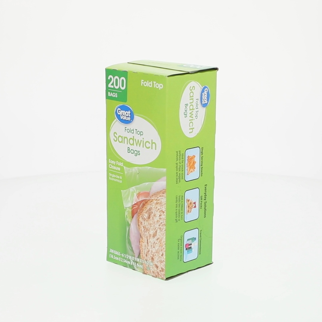3 pack) Great Value Fold Top Sandwich Bags, 200 Count - Walmart.com