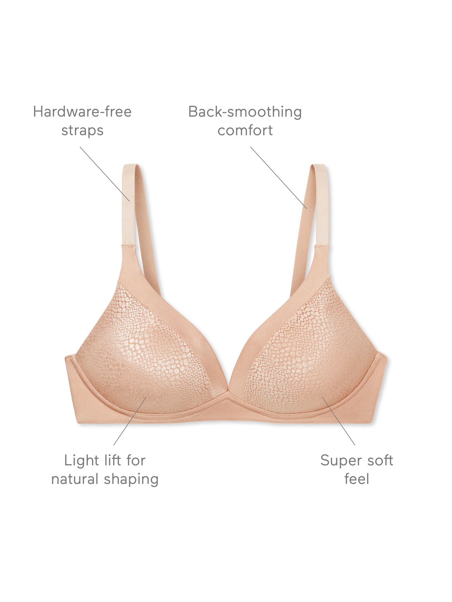 thumbnail video image 2 of Warners® Blissful Benefits Women's Back-Smoothing Comfort Wireless Lift T-Shirt Bra, 2 of 6