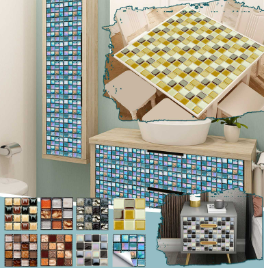 thumbnail video image 2 of 10 Sheet Peel and Stick Backsplash Mosaic Marble Stick on Tiles Backsplash for Kitchen Self Adhesive Peel and Stick Backsplash Tiles for Bathroom Laundry Room Cabinet Shower 4"x4", 2 of 2