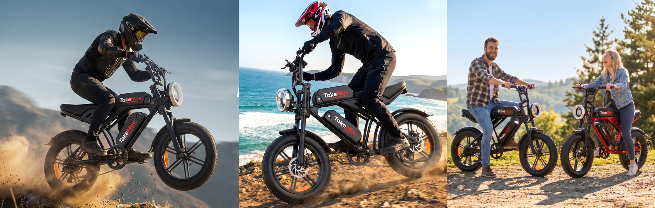 thumbnail video image 2 of TakeMov Electric Bike for Adults, 750W Rated Motor, 48V 50Ah Dual Battery E Mountain Ebike, 20" x 4" Fat Tire Off-Road Ebike, Full Suspension, UL2849 (Black), 2 of 12