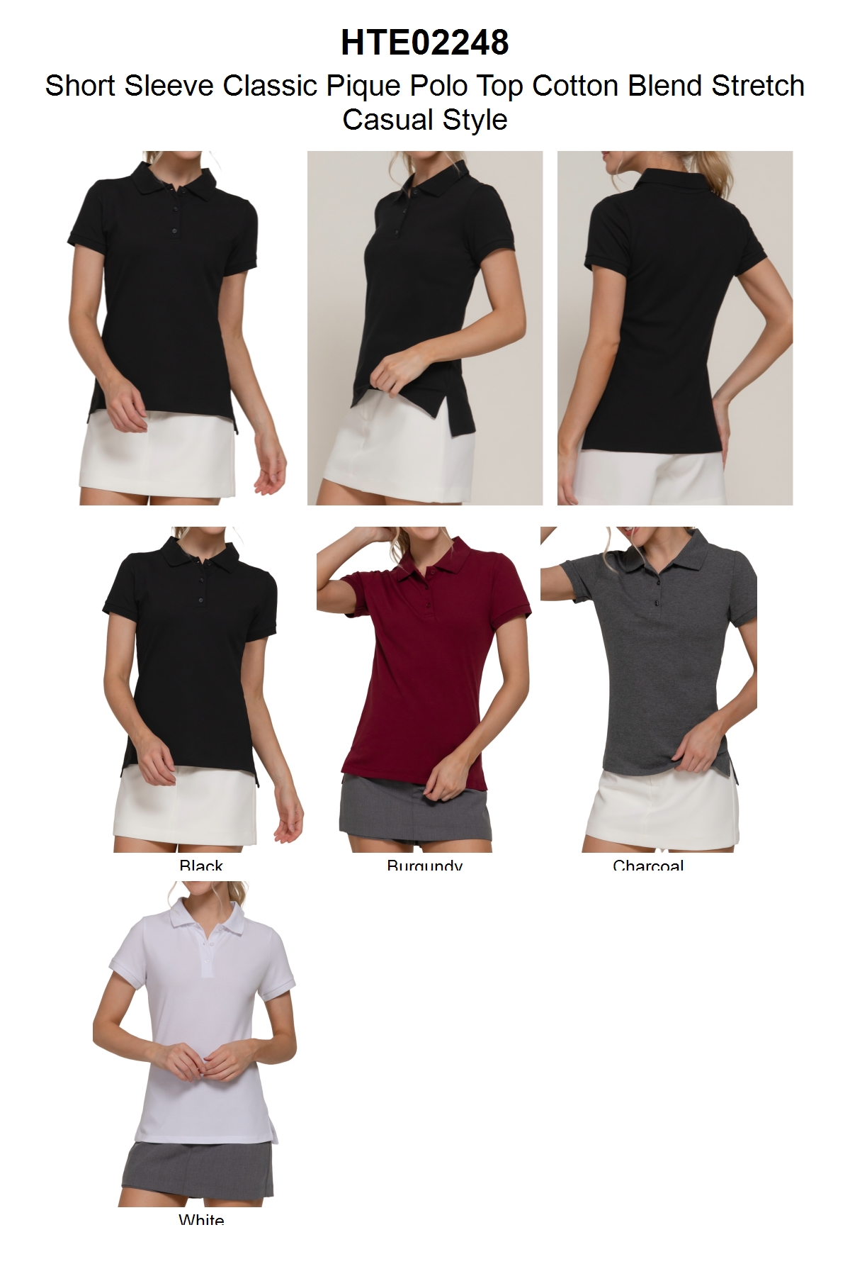 thumbnail video image 2 of Women's Short Sleeve Classic Pique Polo Top Cotton Blend Stretch Casual Style, 2 of 5