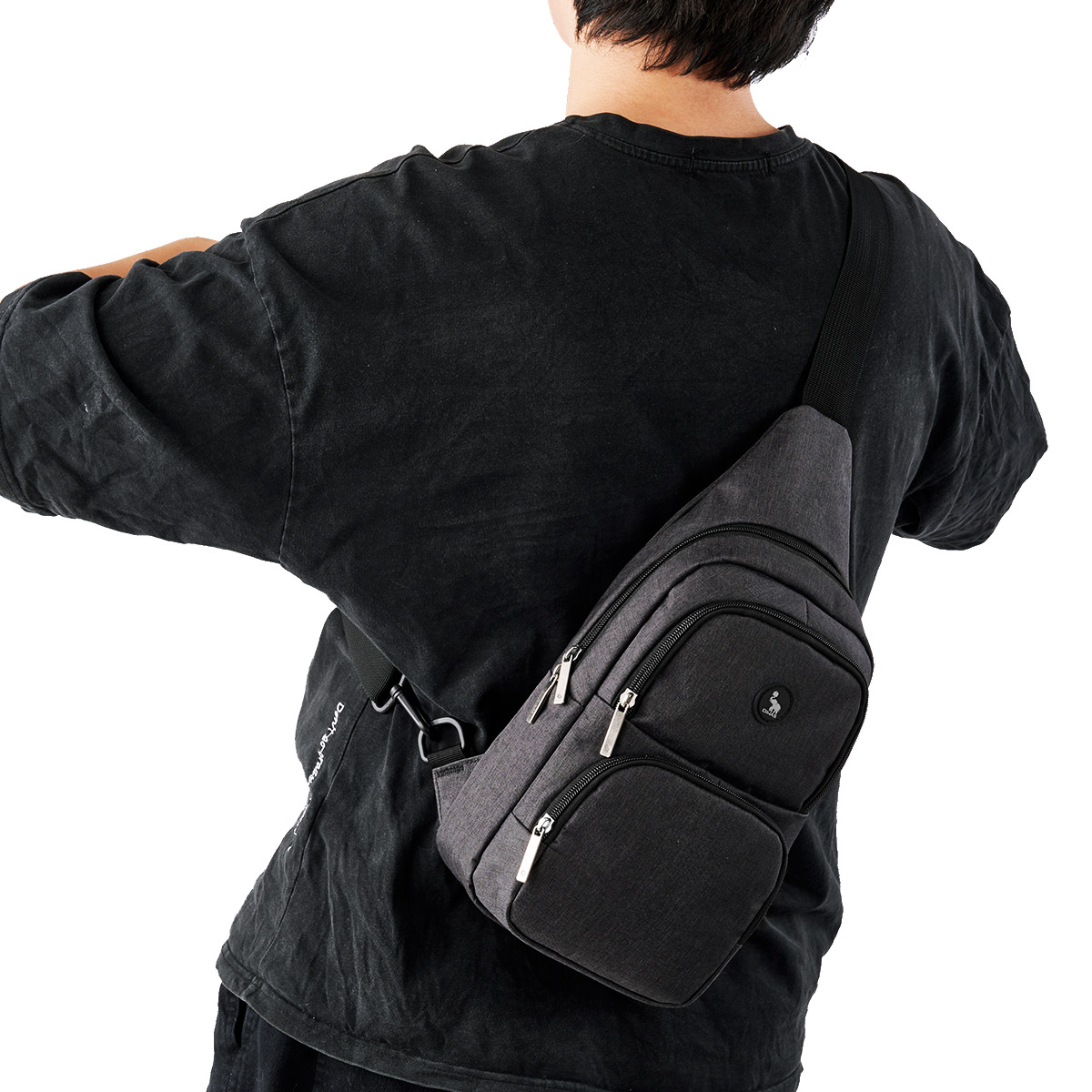 thumbnail video image 2 of OIWAS Crossbody Travel Sling Bag, Nylon, Gray, for Men Women, Water-Resistant Lightweight Anti-Theft, Fits 9.7-inch iPad, 2 of 8