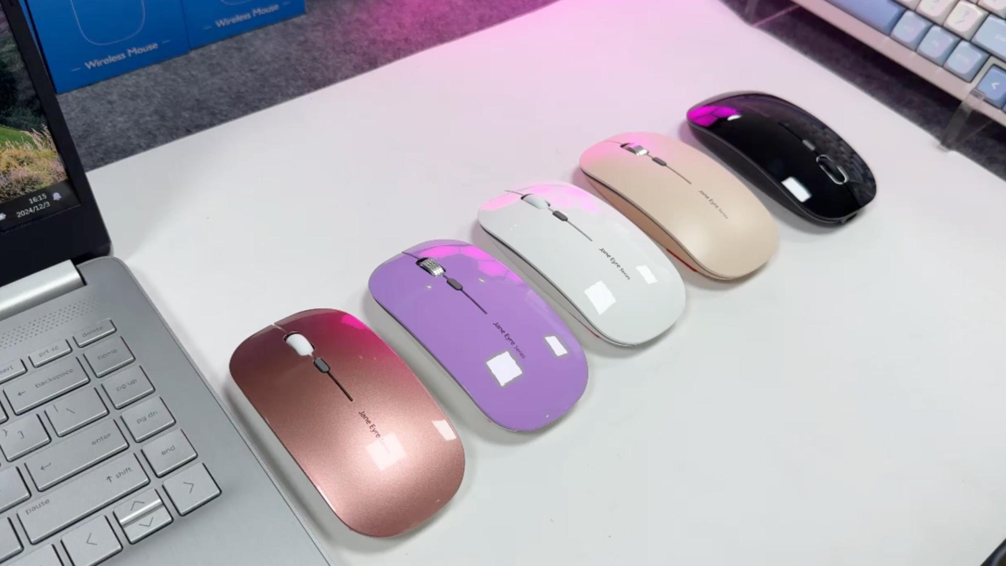 thumbnail video image 2 of Uciefy Wireless Mouse Rechargeable Optical Mouse Slim Silent Mouse with USB Nano Receiver Black, 2 of 8