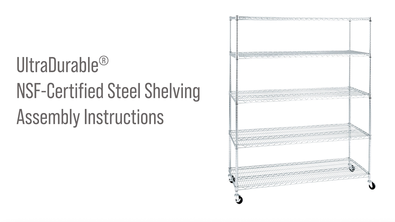 thumbnail video image 2 of Seville Classics UltraDurable® 5-Tier NSF Steel Wire Shelving, 60" W x 24" D, Black, 2 of 11