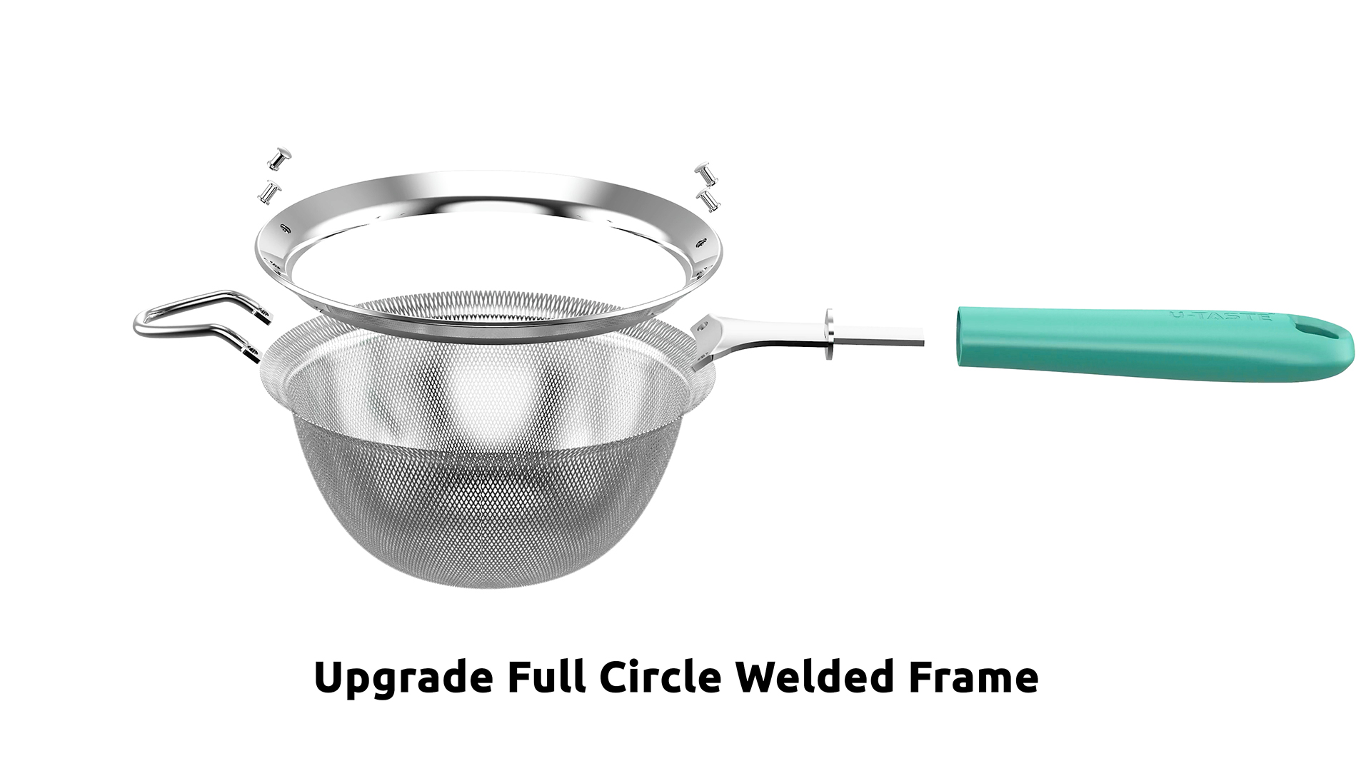 thumbnail video image 2 of U-Taste Small Fine Mesh Strainer: 18/8 Stainless Steel 3.35in 30 Mesh Kitchen Food Sieve with Sturdy Riveted Silicone Handle, Heavy Duty Deep Handheld Metal Colander for Tea, Juice (Aqua Sky), 2 of 10