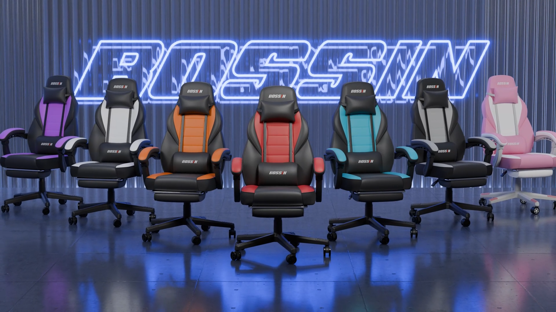 thumbnail video image 2 of Bossin Gaming Chairs with Footrest, Massage Leather Game Chair for Adults, Big and Tall Gamer Chair with Headrest and Lumbar Support, 2 of 8
