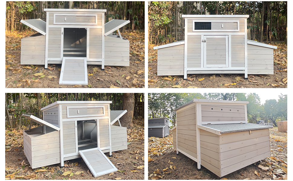 thumbnail video image 2 of 58" Chicken Coop,Outdoor Large Chicken Coop with 6 Nesting Boxes,Weatherproof Poultry Cage,Removable Tray for Farm, Backyard, 2 of 10