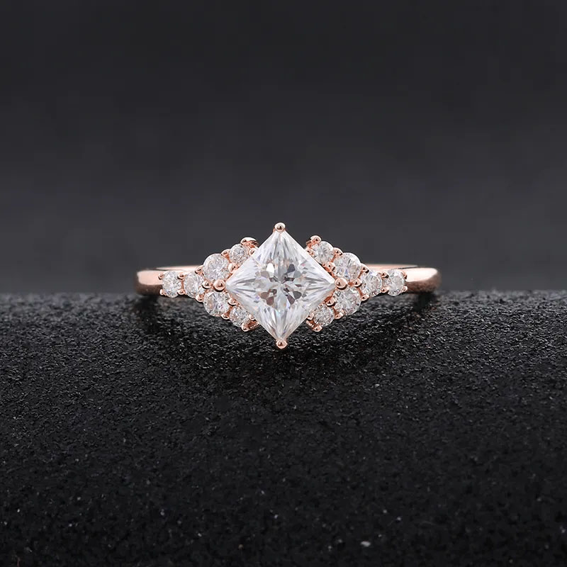thumbnail video image 2 of Cora Jewellery Art Deco 1CT Princess Cut Moissanite Engagement Ring For Women, 18K White Gold, 2 of 7