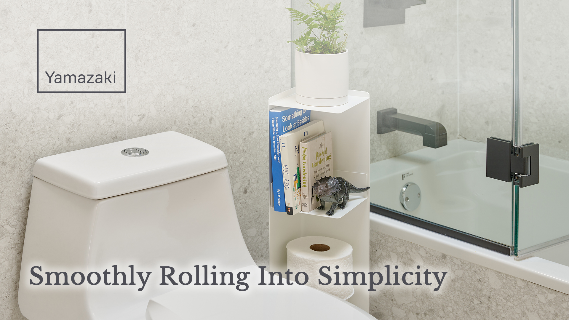 thumbnail video image 2 of Yamazaki Home Rolling Bathroom Organizer, Black, Steel, Wheels, Adjustable Tiers, Minimal Assembly, 2 of 8