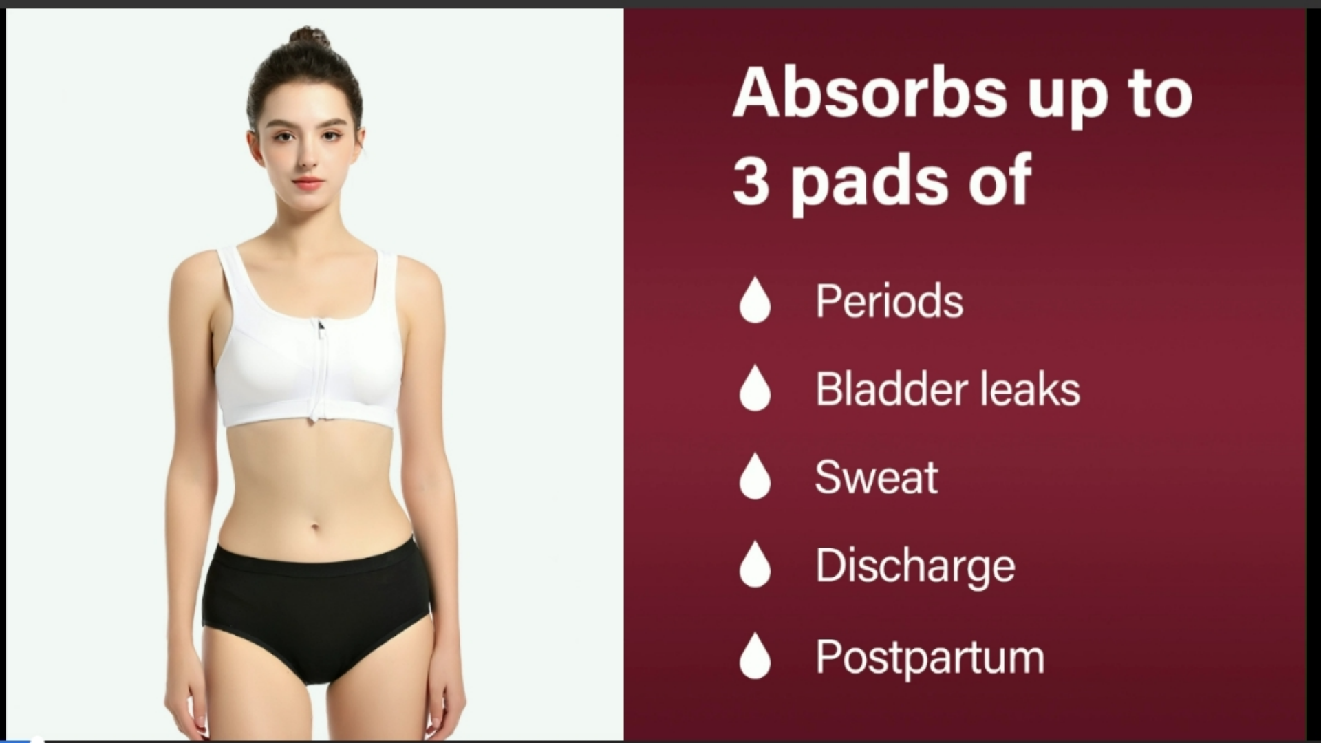thumbnail video image 2 of CARER Seamless Period Underwear for Women, Leakproof Overnight Protection, 3-Pack, 2 of 7