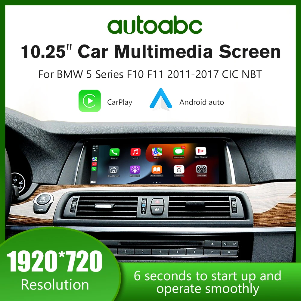thumbnail video image 2 of AUTOABC 10.25 Inch Linux TouchScreen For BMW CIC System 5 Series F10 F11 E60 F07 2005-2012 Year With WIFI HD Resolution 1920*720p Carplay Android Auto, 2 of 9