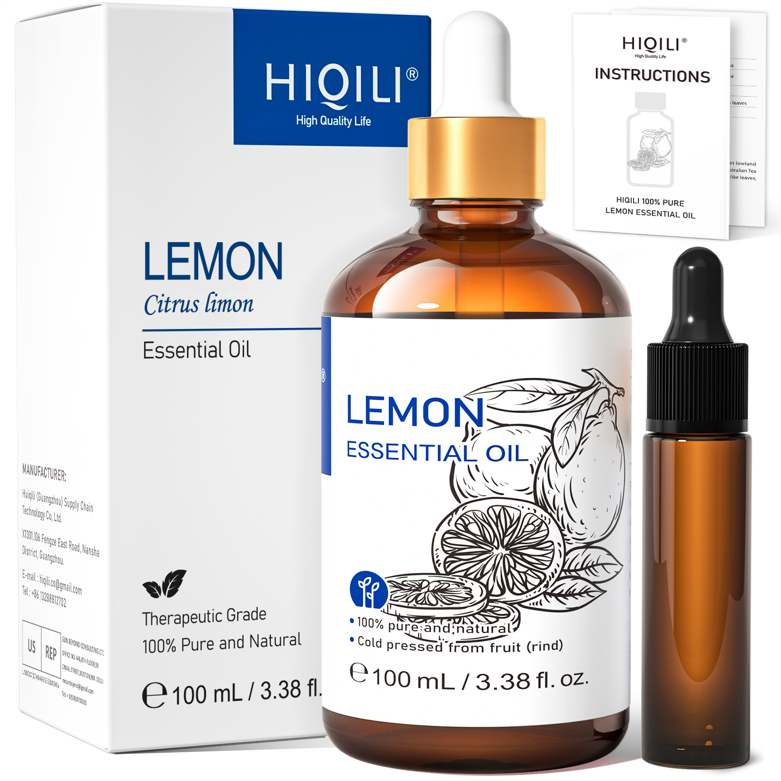 thumbnail video image 2 of HIQILI Lemon Essential Oil, 100mL Pure for Aromatherapy Diffuser Skin Care Cleaning Massage, 2 of 7