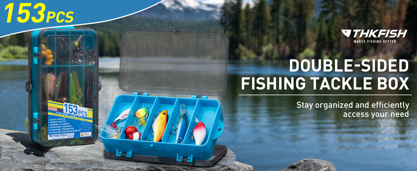 thumbnail video image 2 of THKFISH 3 Layers Tackle Box with Tackle Included, 413Pcs Fishing lures Accessories and tools Kit Contains Crankbait, Hooks, Weights Sinkers Bass Fishing Pliers Gear Gift for Men, 2 of 9