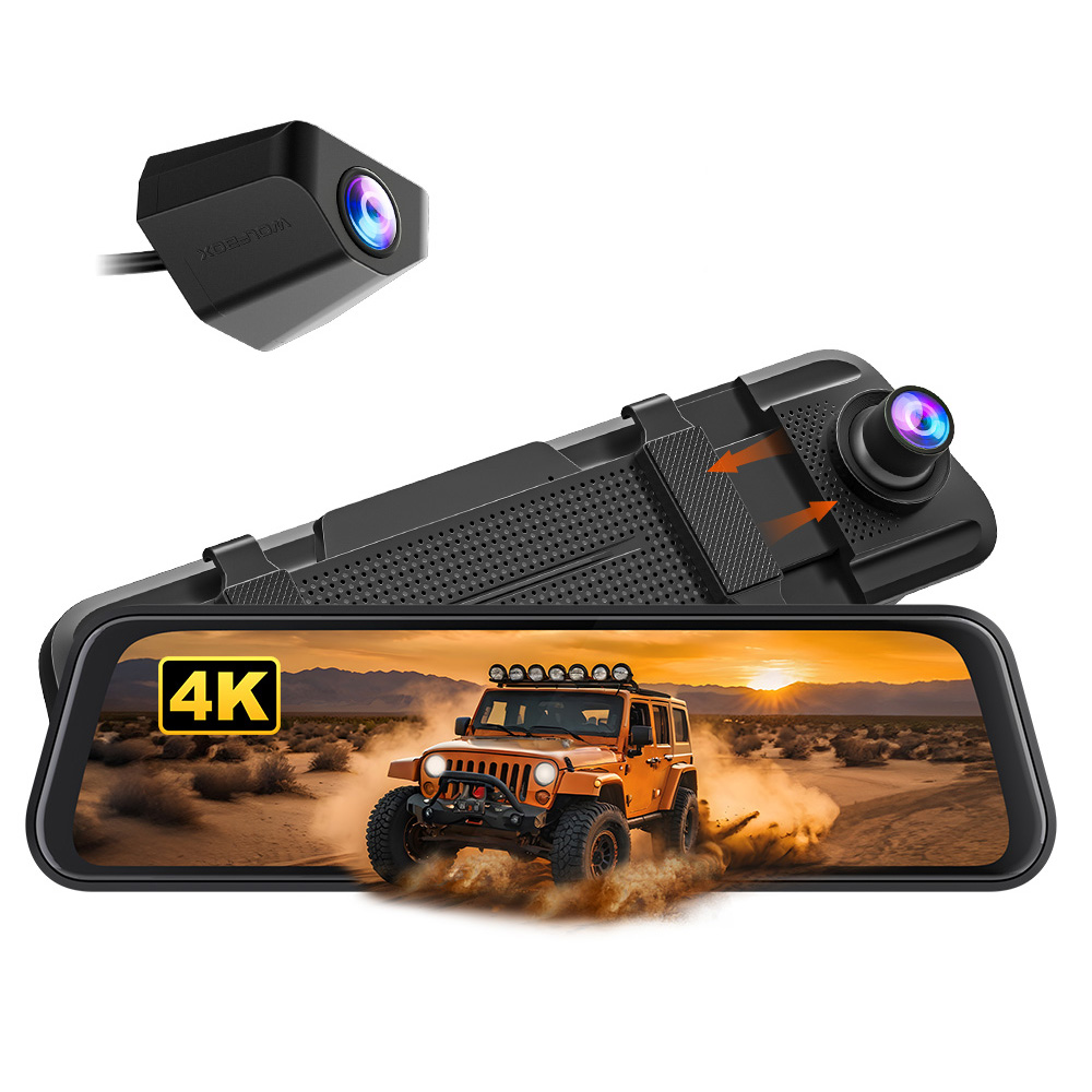 WolfBox M40lite 4K Front Rearview Mirror Dash Cam and 1080P