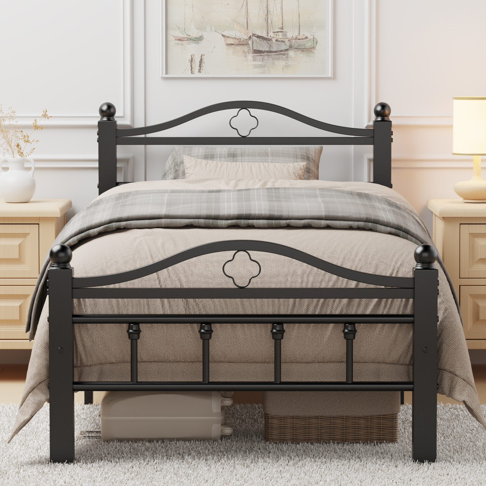 thumbnail video image 2 of Twin XL Bed Frames - Heavy Duty Full Platform Bed Frame with Headboard  Supports 1500LBS, Noise Free, Under-Bed Storage, Mattress Foundation, No Box Spring Needed, Easy Assembly, 2 of 9