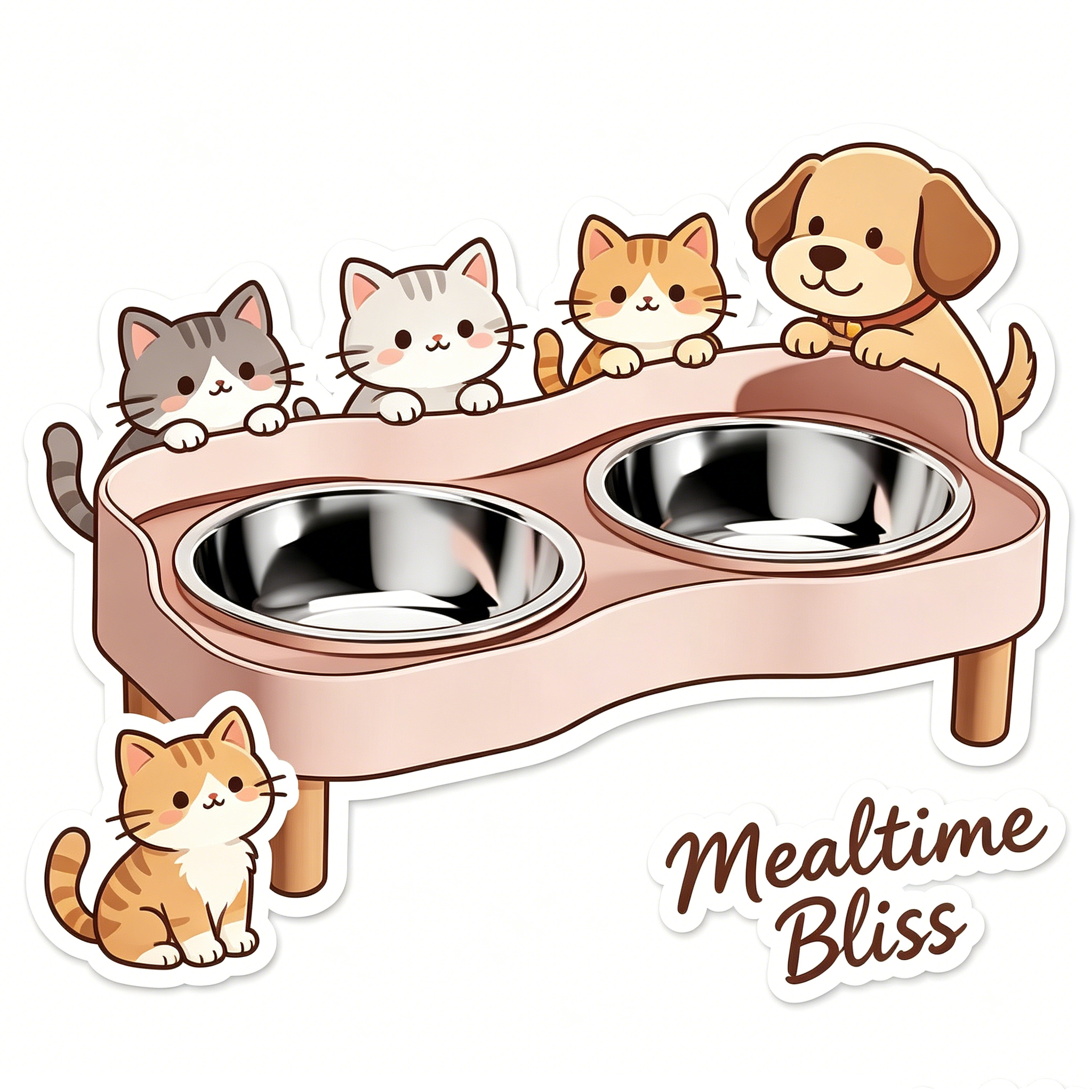 thumbnail video image 2 of SouMaox Elevated Pet Feeding Station, Stainless Steel Double Bowl with Stand, Raised Cat Dog Food Dish for Comfortable Eating, Non-Slip Base Design, 3.93" x 6.95" x 12.08" Pink, 2 of 7