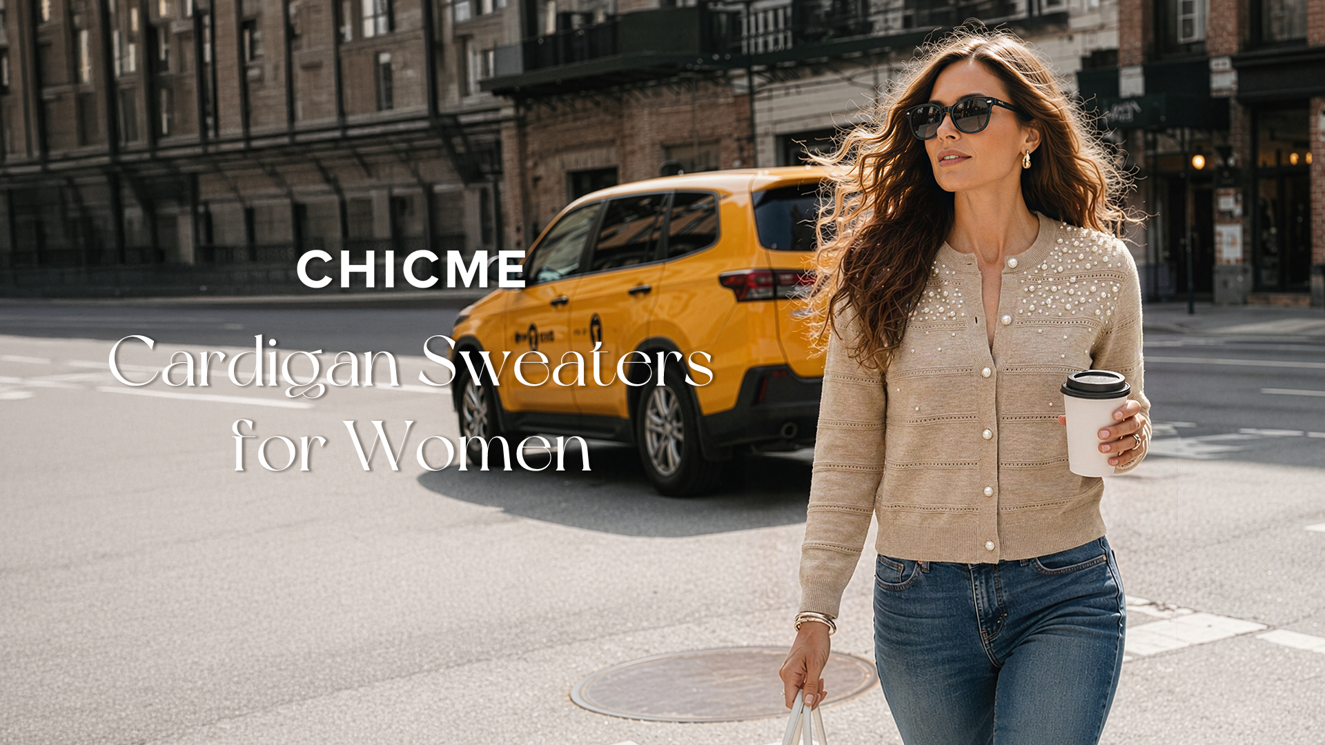 thumbnail video image 2 of CHICME Pearl Beaded Cardigan Sweaters for Women Pointelle Knit Crew Neck Long Sleeve Button Front Lightweight Fall Sweater Khaki-L, 2 of 9