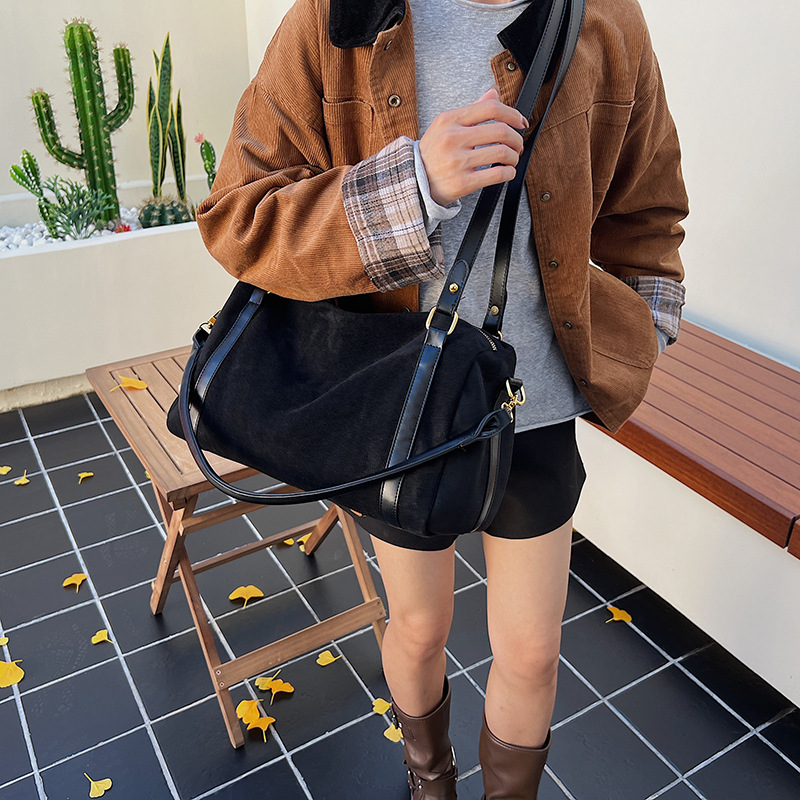 thumbnail video image 2 of SPEKSEE Women's Faux Suede Crossbody Bag Trendy Retro Boston Bowler Hobo Purse Shoulder Satchel Bag for Work & Travel, 2 of 10